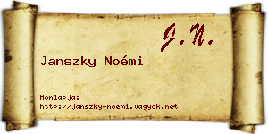 Janszky Noémi névjegykártya