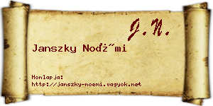 Janszky Noémi névjegykártya